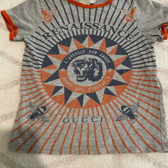 Gucci Kids Renaissance Graphic Tee in Gray and Orange - Picture 1 of 5